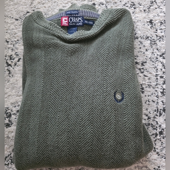 Ralph Lauren Other - Vintage Chaps Ralph Lauren Hand Framed Knit Crewneck Sweater Mens XXL Green
